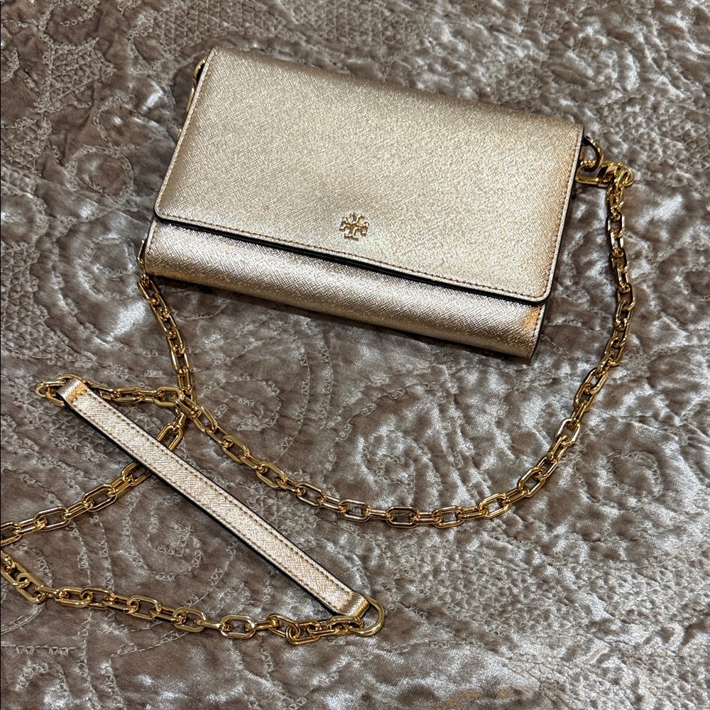 Tory Burch Rose Gold Crossbody Bag with Chain
